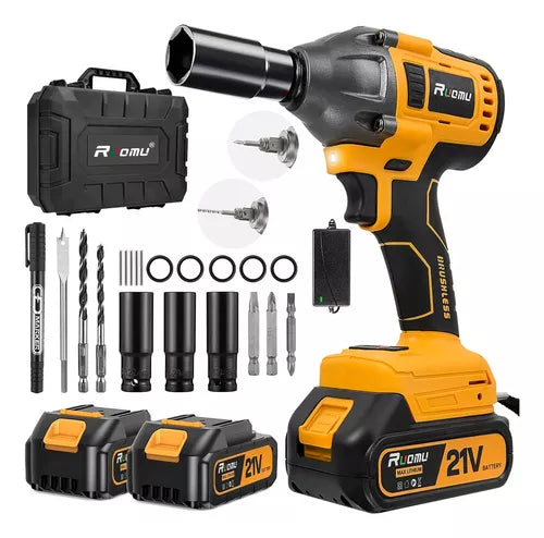 Pistola Llave De Impacto Inalámbrico 2 baterías 21V 500W