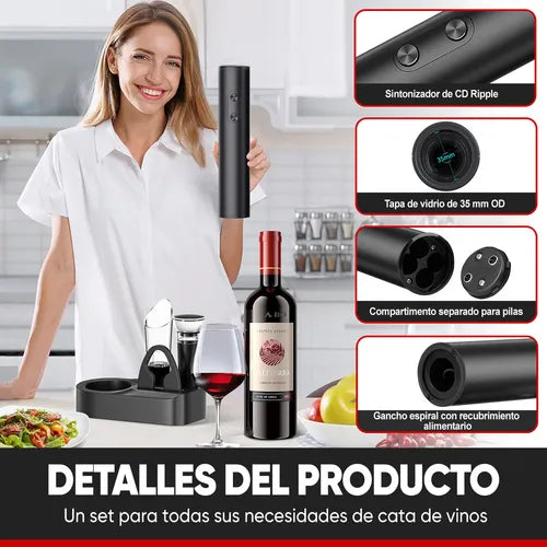 Kit Abridor de Vinos Electrico - VinoArt: gran regalo para cualquier amante del vino
