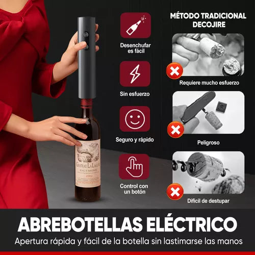 Kit Abridor de Vinos Electrico - VinoArt: gran regalo para cualquier amante del vino